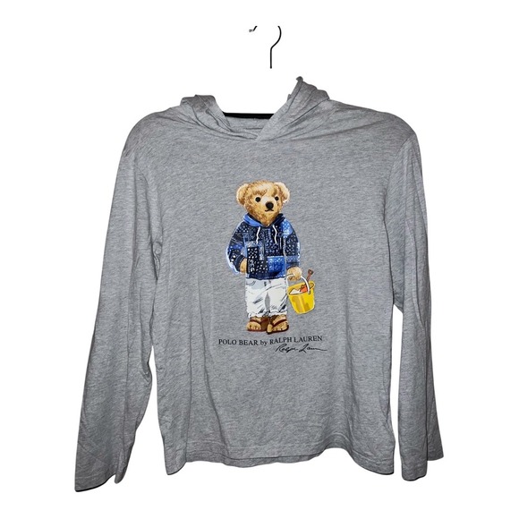 Polo Ralph Lauren Kids Grey Bear Graphic Long Sleeve Hoodie L(14-16) - Picture 4 of 7